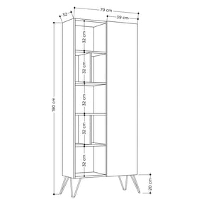 Biblioteca Jedda Bookcase, stejar/gri, PAL melaminat, 79x190x32 cm