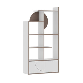 Biblioteca Half, alb/bej, PAL, 85x30x164 cm