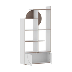 Biblioteca Half, alb/bej, PAL, 85x30x164 cm