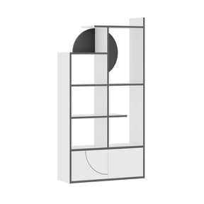 Biblioteca Half, alb/gri, PAL, 85x30x164 cm