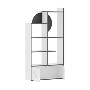 Biblioteca Half, alb/gri, PAL, 85x30x164 cm