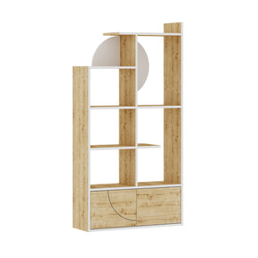 Biblioteca Half, stejar/alb, PAL, 85x30x164 cm