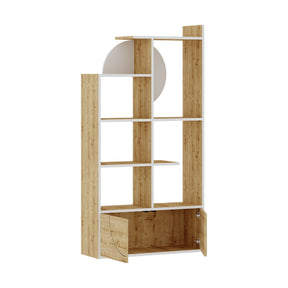 Biblioteca Half, stejar/alb, PAL, 85x30x164 cm