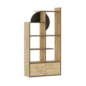 Biblioteca Half, stejar/gri, PAL, 85x30x164 cm