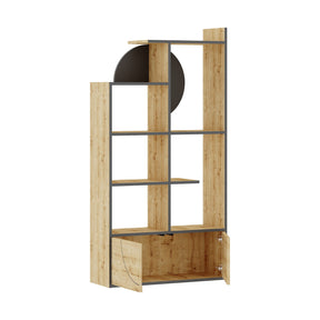 Biblioteca Half, stejar/gri, PAL, 85x30x164 cm
