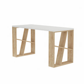 Birou Honey, din PAL melaminat, alb/stejar, 140x60x75 cm