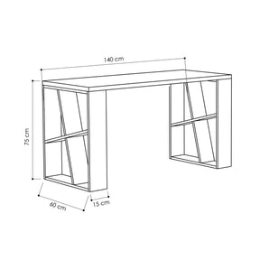 Birou Honey, din PAL melaminat, alb/gri antracit, 140x60x75 cm