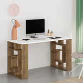 Birou Maze, alb/stejar, PAL, 140x60x75 cm