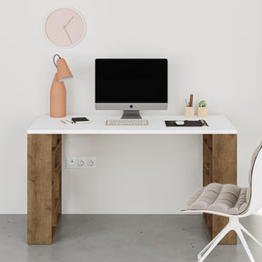 Birou Maze, alb/stejar, PAL, 140x60x75 cm