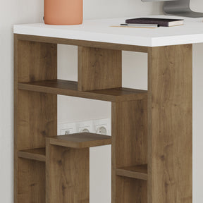 Birou Maze, alb/stejar, PAL, 140x60x75 cm