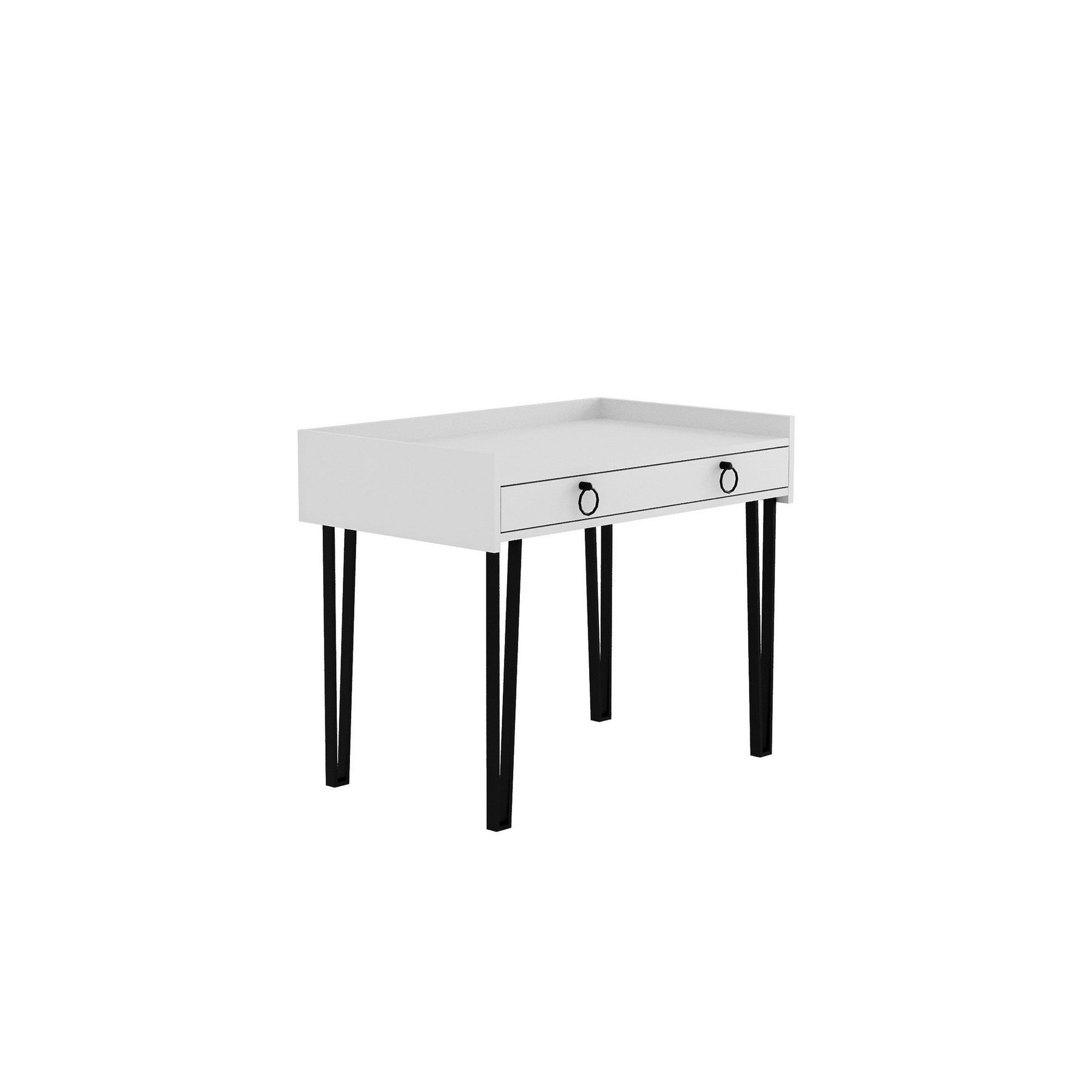 Masa birou Burete, alb/negru, PAL/metal, 100x62x82 cm