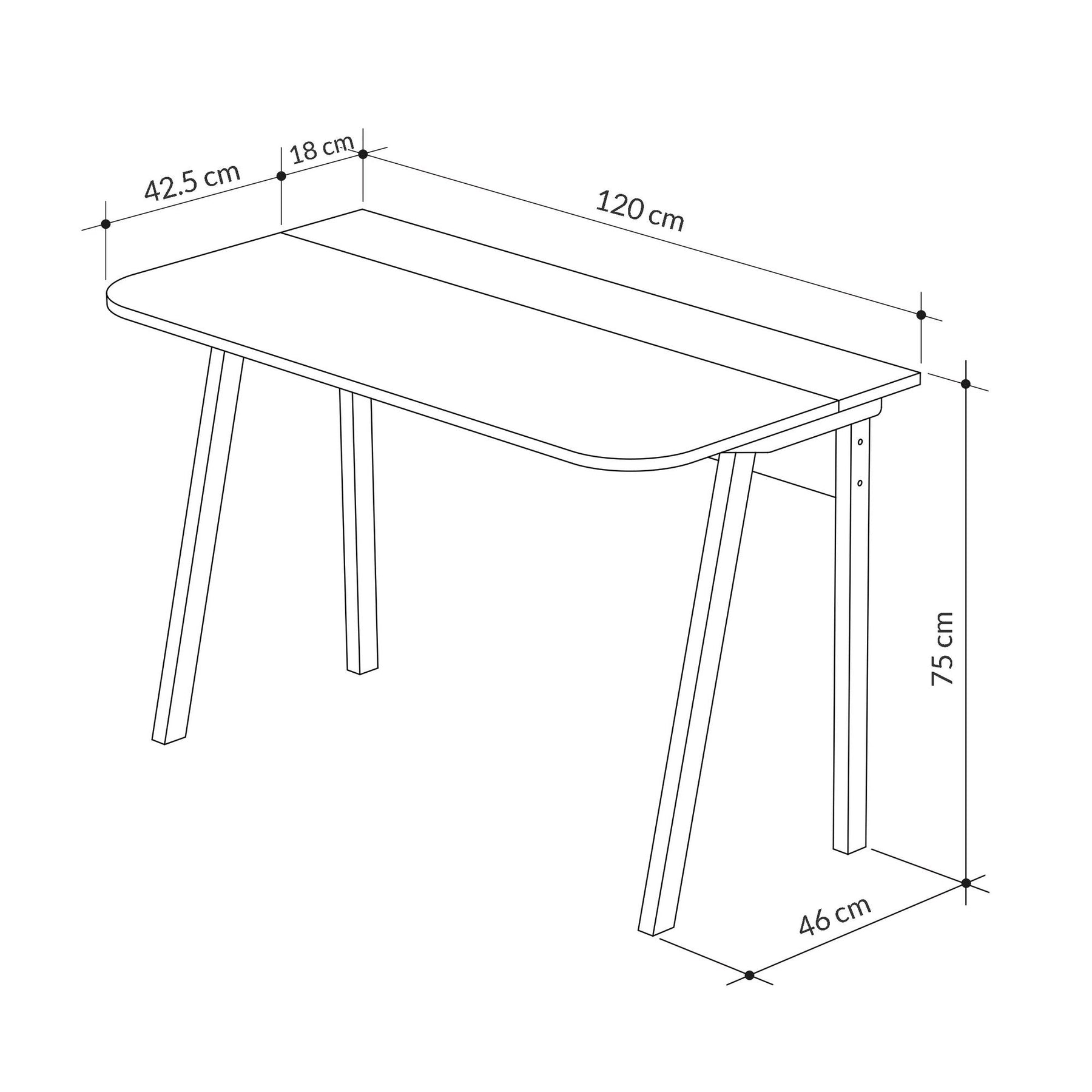 Masa birou Luton, alb/gri deschis, PAL, 120x60x75 cm