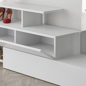 Set cuier cu pantofar Ramda, din PAL melaminat, alb, 137x54.5x35 cm