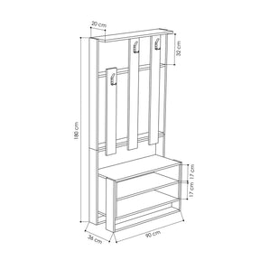 Cuier 855DTE4015, alb, PAL, 90x36x180 cm