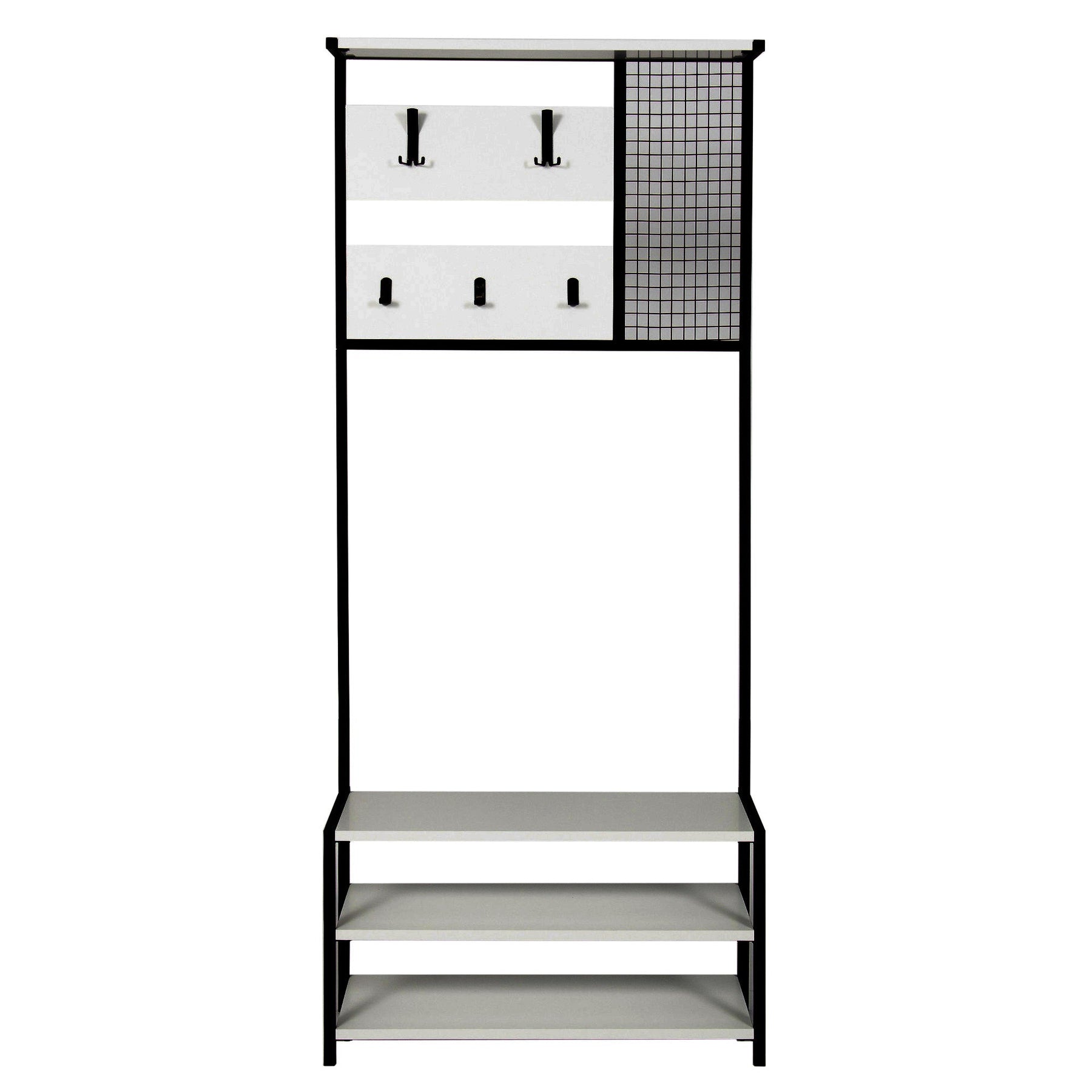 Mobilier hol Nomad Portmanto, alb/negru, PAL/metal, 78x30x182 cm