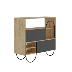 Pantofar Norfolk, stejar/gri, PAL/metal, 97x35x77.5 cm