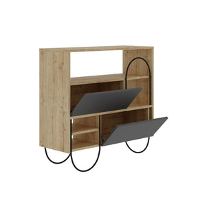 Pantofar Norfolk, stejar/gri, PAL/metal, 97x35x77.5 cm