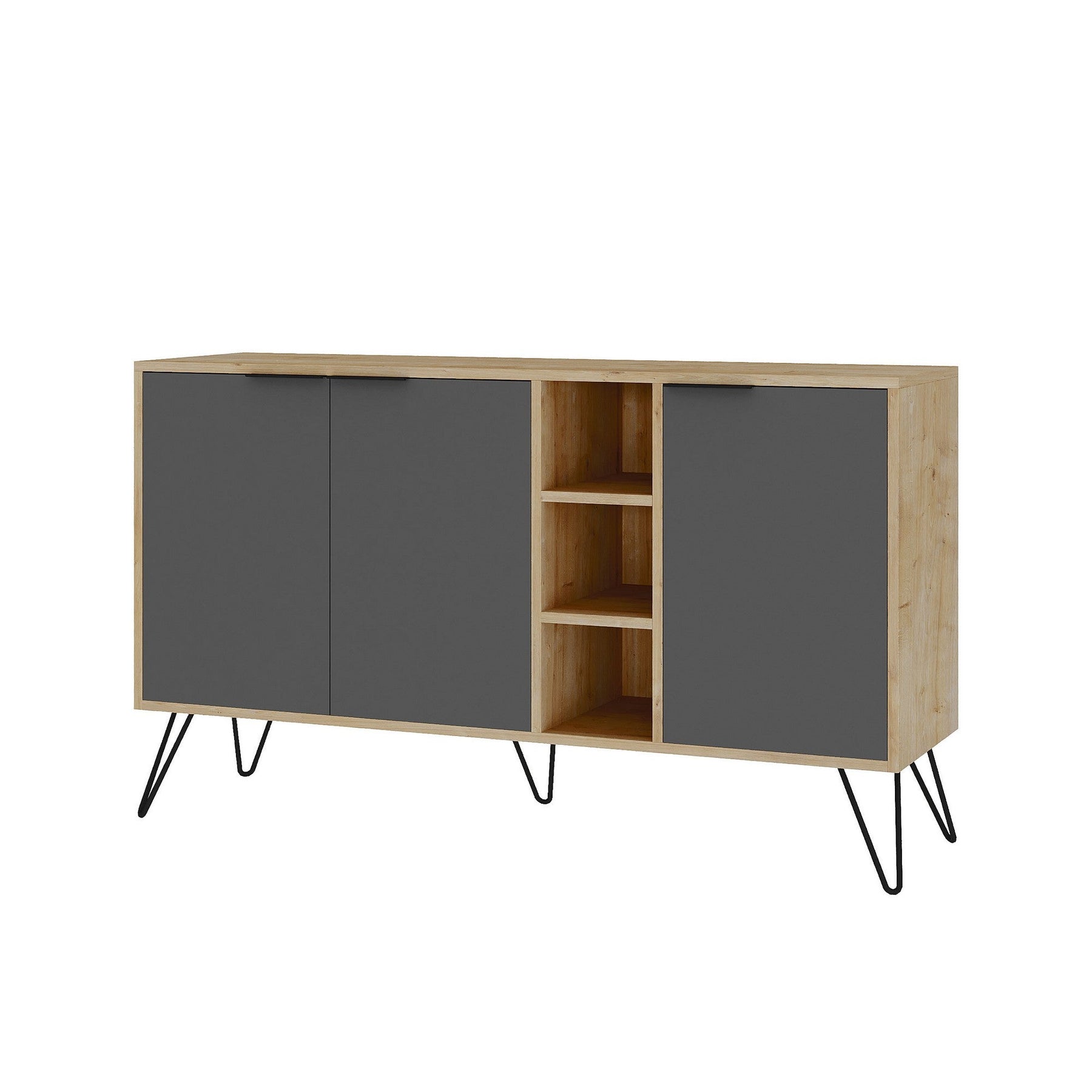 Comoda Clara-Anthracite, stejar/gri, PAL melaminat/metal, 142x83x36 cm