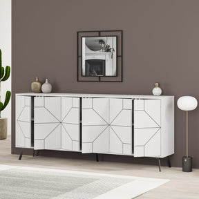 Comoda Dune 183, alb, PAL, 184x35x77 cm