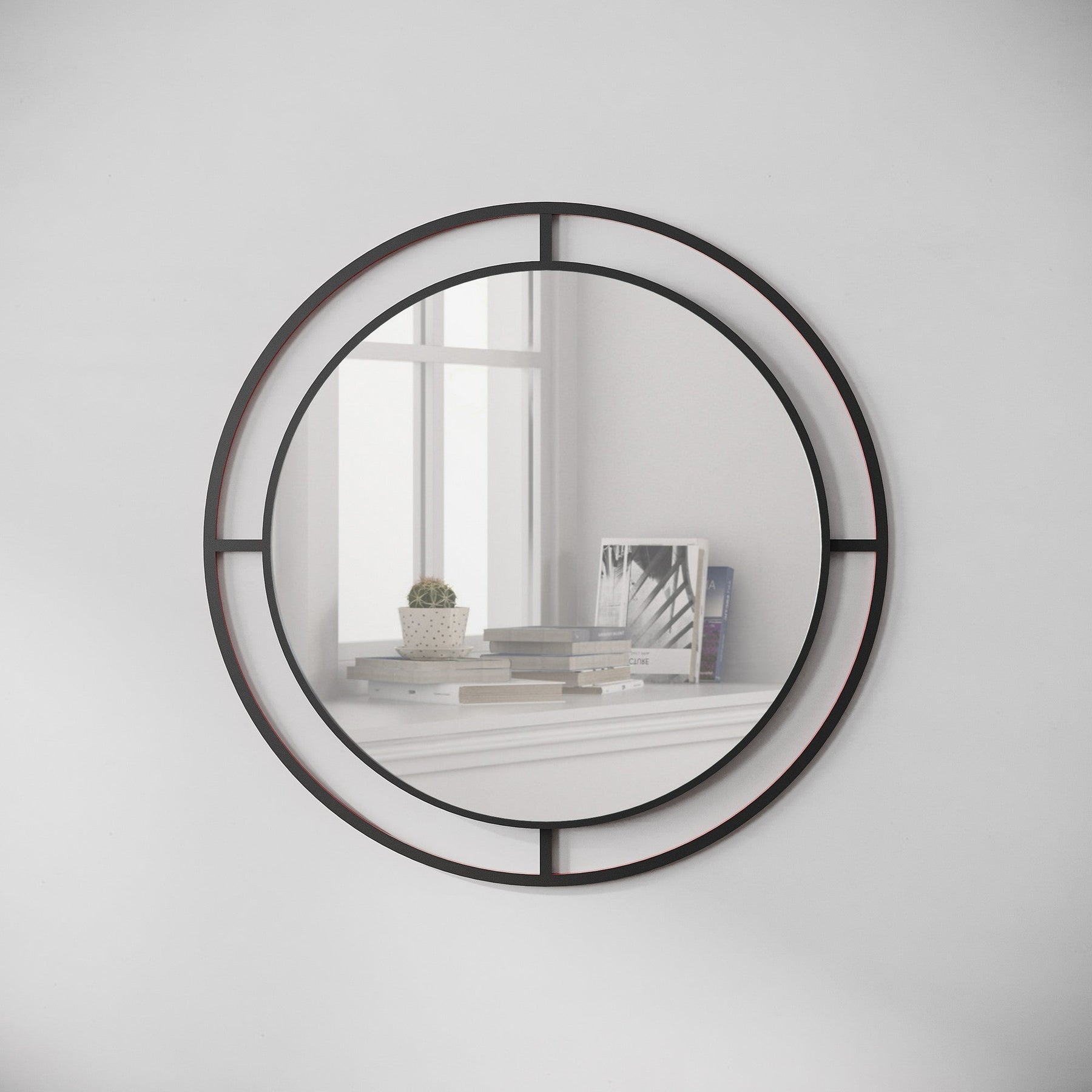 Oglinda perete Bubble, negru, metal/sticla, 55x2x55 cm
