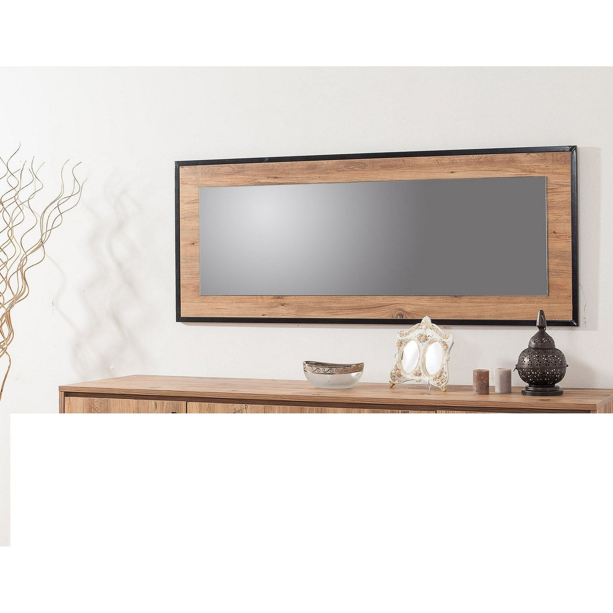 Oglinda Quantum Idea 150, din PAL melaminat, nuc, 150x60 cm