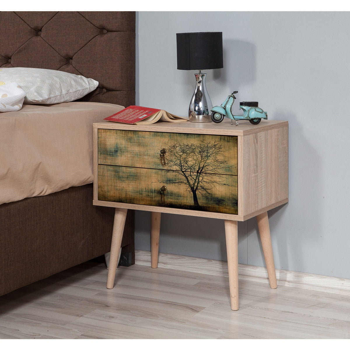 Noptiera Two - 729, din PAL melaminat, 60x40x61 cm