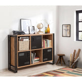 Biblioteca Cosmo Tribus, stejar/negru, PAL melaminat/metal, 126x89x35 cm