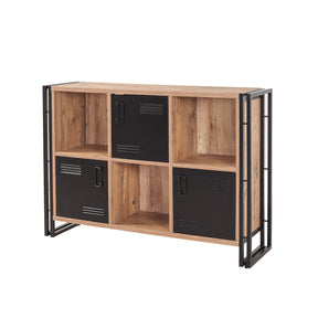 Biblioteca Cosmo Tribus, stejar/negru, PAL melaminat/metal, 126x89x35 cm