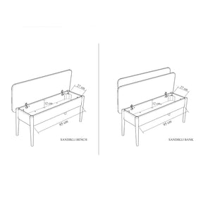 Set Masa, Scaune si Bancheta Vina 0701, 4 piese, din PAL melaminat, alb/soho, 163x80x75 cm