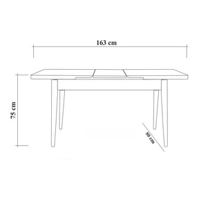 Set Masa, Scaune si Bancheta Vina 0701, 4 piese, din PAL melaminat, alb/soho, 163x80x75 cm