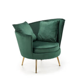 Fotoliu modern Almond, verde inchis/auriu, 90x90x87 cm