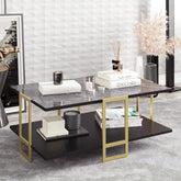 Masuta de cafea Polka, din PAL melaminat, negru/gold, 91.5x61.5x36.6 cm
