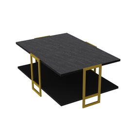 Masuta de cafea Polka, din PAL melaminat, negru/gold, 91.5x61.5x36.6 cm