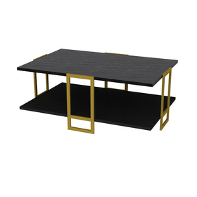 Masuta de cafea Polka, din PAL melaminat, negru/gold, 91.5x61.5x36.6 cm
