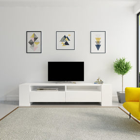 Comoda TV Sosruko, din PAL melaminat, alb, 155x35x35 cm