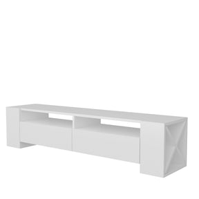 Comoda TV Sosruko, din PAL melaminat, alb, 155x35x35 cm