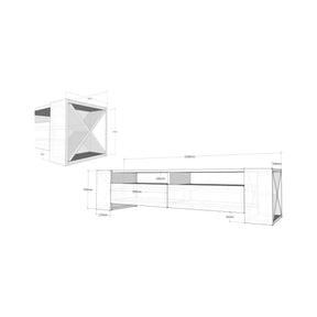 Comoda TV Sosruko, din PAL melaminat, alb, 155x35x35 cm