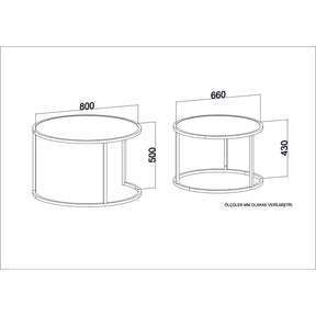 Set 2 masute de cafea Tambur, din PAL melaminat, nuc, 80x80x50 cm