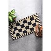 Covoras, 40x60 cm, forma dreptunghiulara, material PVC, bej/negru, Brenda Welcome