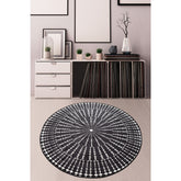 Covor Buio Djt Cap, 140 cm, forma rotunda, catifea/poliester, negru/alb