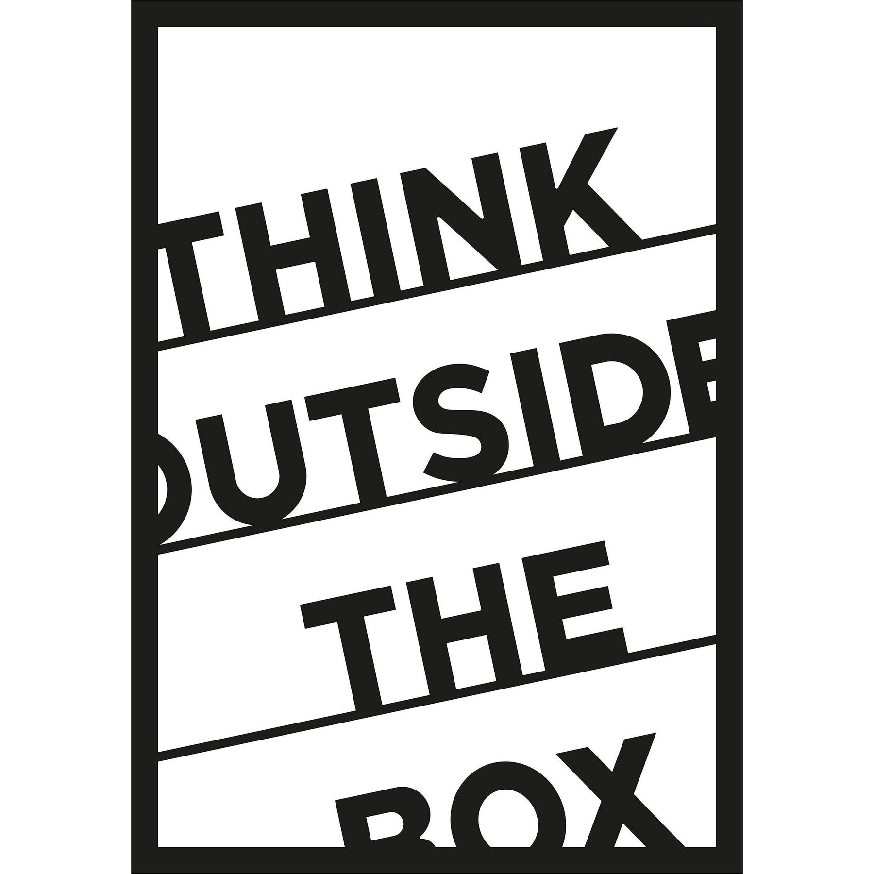 Decoratiune perete Think Out The Box, negru, metal, 35x50 cm