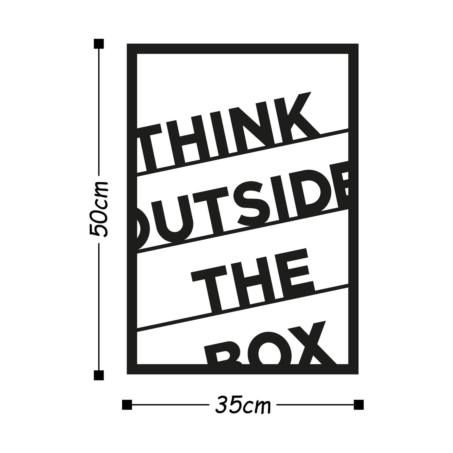 Decoratiune perete Think Out The Box, negru, metal, 35x50 cm