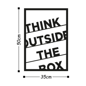 Decoratiune perete Think Out The Box, negru, metal, 35x50 cm