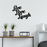 Accesoriu decorativ Live Love Laugh, negru, metal, 52x38 cm