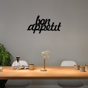Decoratiune perete Bon Appetit, metal 100%, negru, 50 x 30 cm