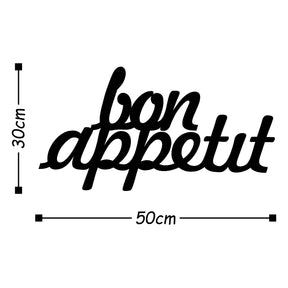 Decoratiune perete Bon Appetit, metal 100%, negru, 50 x 30 cm