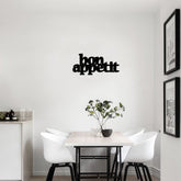 Decoratiune perete Bon Appetit, metal 100%, negru, 59 x 27 cm