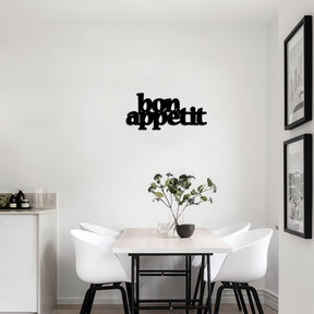 Decoratiune perete Bon Appetit, metal 100%, negru, 59 x 27 cm