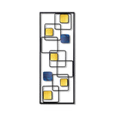 Decoratiune perete ART INFINITE, galben/albastru/negru, metal, 28x5x74 cm