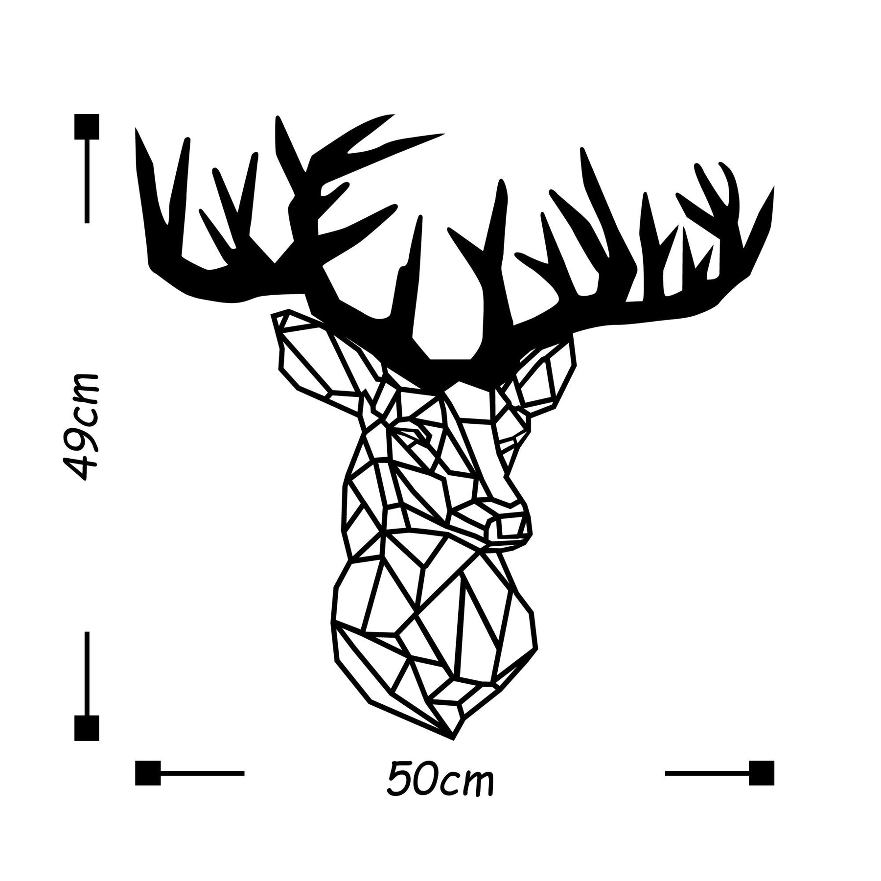 Decoratiune perete Deer3, negru, metal, 50x49 cm